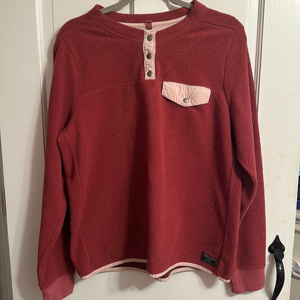 Abercrombie & Fitch Fleece Pullover with Buttons and Front Pocket | Size L